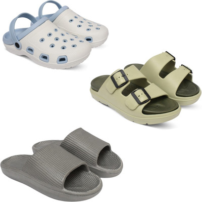 Acorn Men Slides(Blue, Beige, Grey , 9)