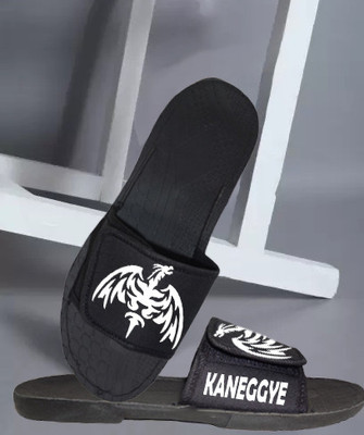 Kzaara Men Flip Flops(Black , 9)