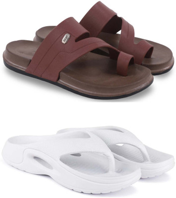 Pampy Angel Men Slippers(Brown, White , 7)