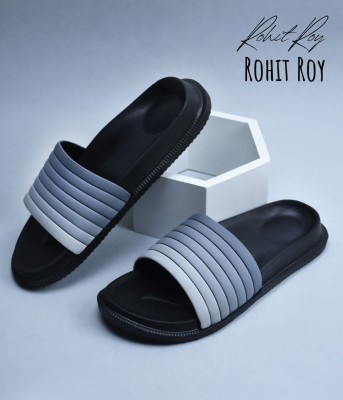 slipover Men Comfort Trendy Stylish Slip-On Slipper, Flip Flops & Slides For Men Slides(Grey, Black 9)