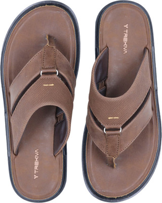 TREKIVA Men Flip Flops(Tan , 9)