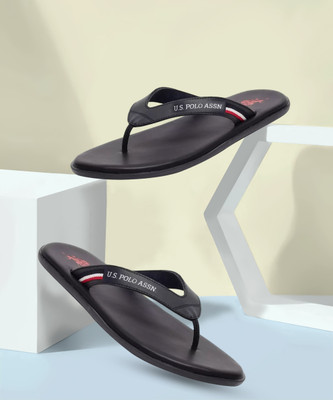 U.S. POLO ASSN. Men Slippers(Black , 8)