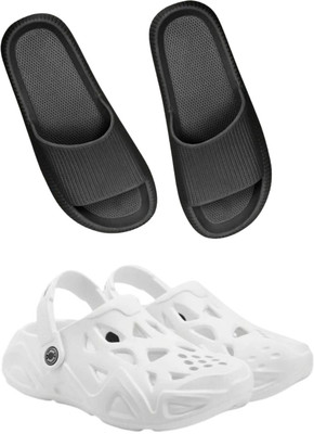 Veewalk Men Slides(Black, White , 10)