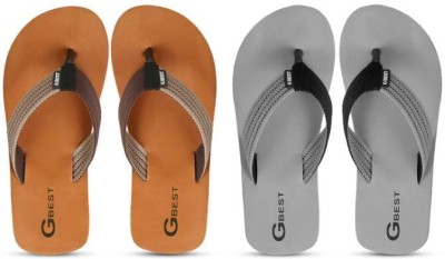 G Best Men Flip Flops(Green, Brown , 7)