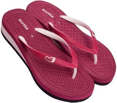 NISTHA Women Flip Flops(Pink , 4)