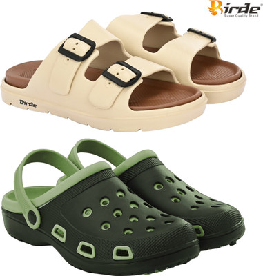 Birde Men Slippers(Beige, Olive , 6)
