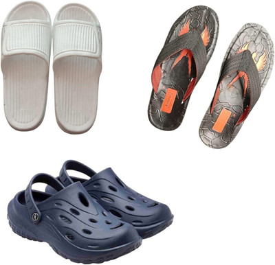 BLIBBERS Men Slippers(White, Black, Navy , 8)