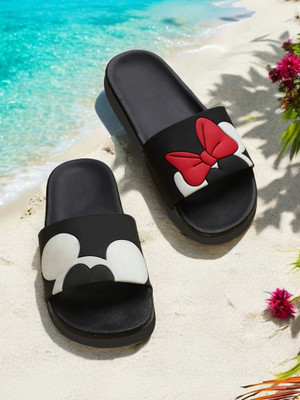 Pampy Angel Women Minnii Black Slippers, Women Home Slides, Girls Casual Chappals, Bathroom Footwear, Trendy Flipflops For Daily Wear, Walking Slippers Slides(Black , 4)