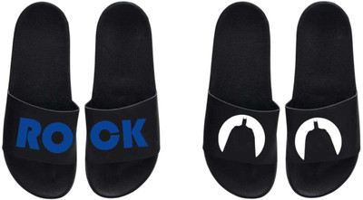 nvisan Men Slides(White, Blue, Black , 9)