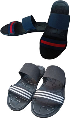 GANARRUK Men Slippers(Blue, Red, Black , 8)