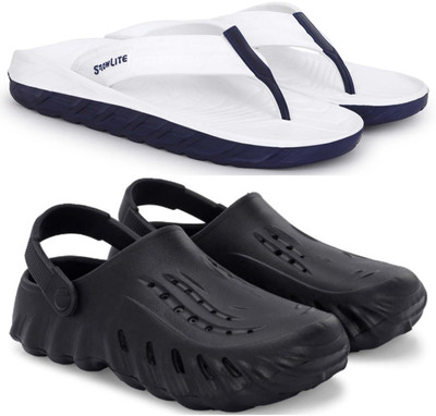 Kapani Fashion Men Slippers(White, Black , 7)