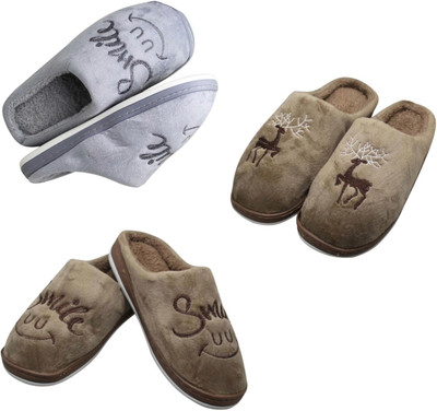 Mahi Enterprises Men Flip Flops(Grey, Beige, Brown , 10)