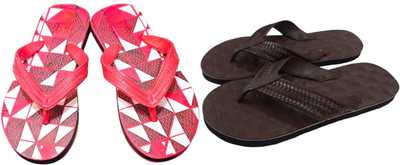 Mikro Men Slippers(Red, Brown , 6)