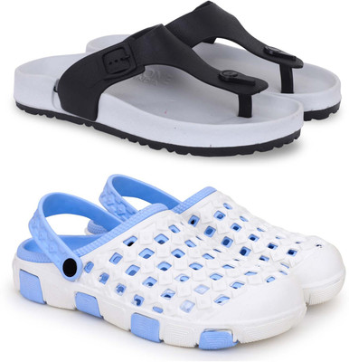KAPYANSH Men Slippers(Grey, Blue , 7)