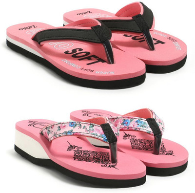 zebio Women Slippers(Pink, Black, Pink , 5)
