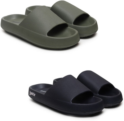 Trottis Men Slides(Olive, Blue , 10)