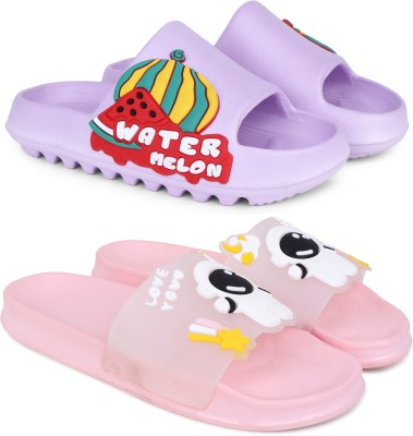 Pampy Angel Women Slides(Purple, Pink , 4)