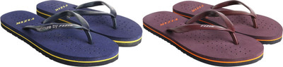 FiZiK Women Flip Flops(Navy, Yellow, Brown, Orange , 8)