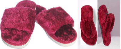 rexizone Women Flip Flops(Red, Maroon , 7)