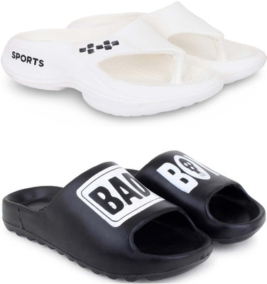 Pampy Angel Men Slippers(White, Black , 8)