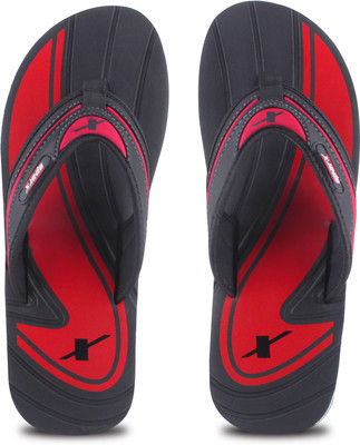 Sparx Men Flip Flops(Black, Red , 9)