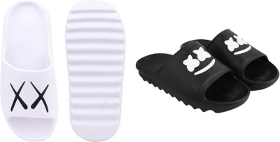 Sirex Men Slides(Black, Off White , 10)