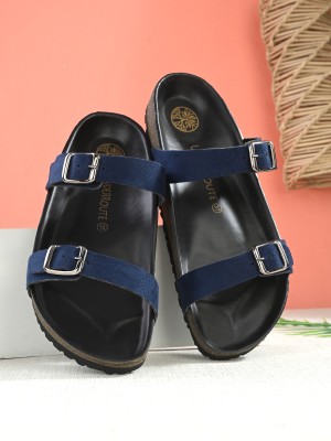 UNDERROUTE Women Casual Slip-On Light weight Flat Sandals For Womens Slippers(Blue 8)