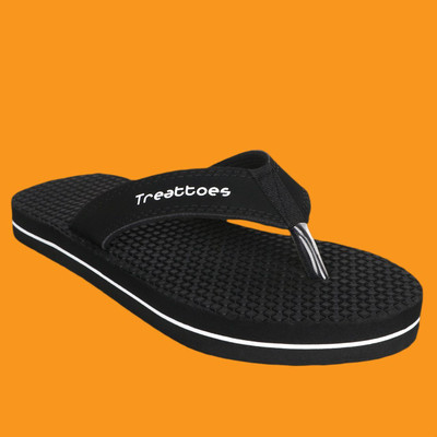 TREATTOES Men Ortho Care Orthopaedic Diabetic Men House Slipper Comfortable Flip-Flop Boy Flip Flops(Black , 6)