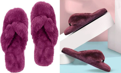 rexizone Women Flip Flops(Purple, Maroon , 6)