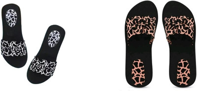 BOOMBEAUTY Women Flip Flops(Multicolor , 6)