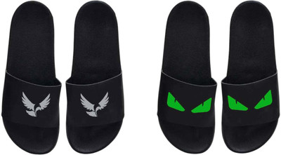 nvisan Men Slides(Grey, Green , 7)