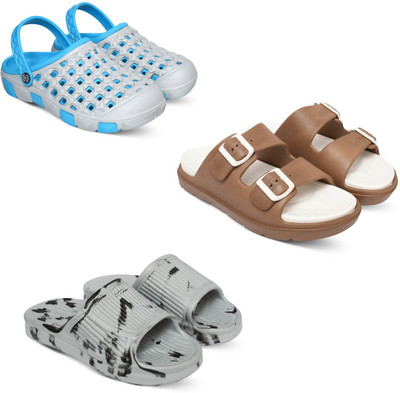 Acorn Men Slides(Blue, Tan, White , 6)