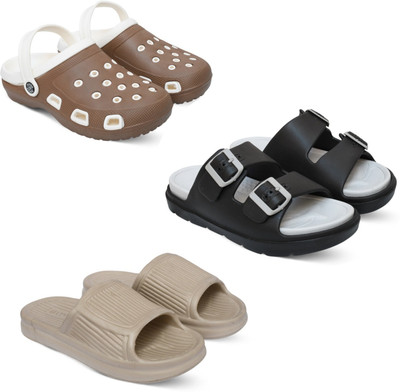 Acorn Men Slides(Brown, Beige, Black , 7)