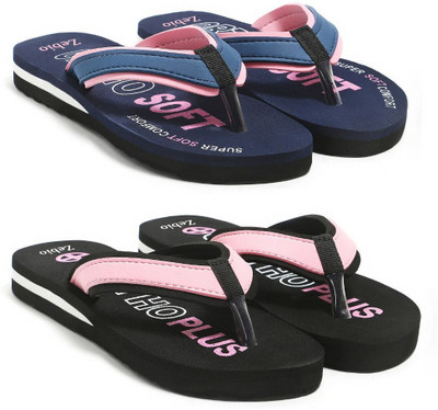 zebio Women Slippers(Navy, Pink, Black, Pink , 4)