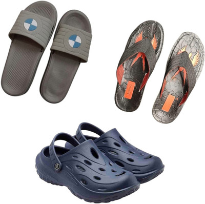 BLIBBERS Men Slippers(Grey, Black, Navy , 8)