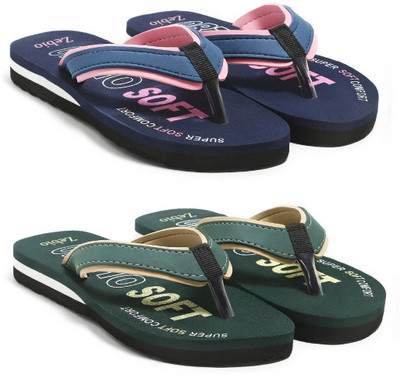 zebio Women Slippers(Navy, Pink, Green, Yellow , 8)