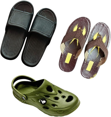 BLIBBERS Men Slippers(Black, Brown, Green , 9)