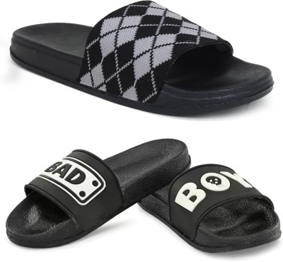 KAPYANSH Men Slides(Black, Black , 8)