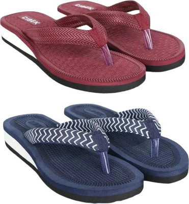 CIBEK Women Doctor step with cibek comfortable extra soft daily wear women slipper pack of 2 Flip Flops(Multicolor , 6)