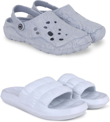 Pampy Angel Men Clogs(Grey, White , 10)