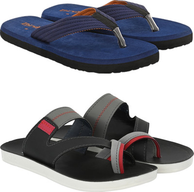 BIRDE Men Pack Of 2 Combo Comfortable Slippers & Flip Flop For Men Slippers(Blue, Black , 6)