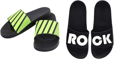 nvisan Men Slides(Green, White, Black , 10)