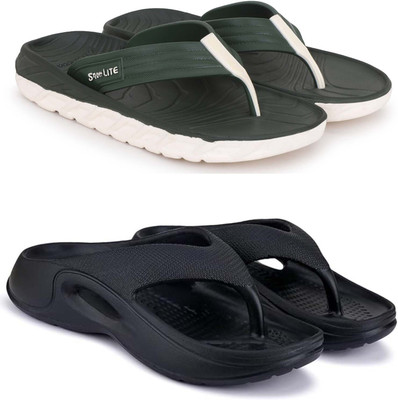 Kapani Fashion Men Slippers(Green, Black , 6)
