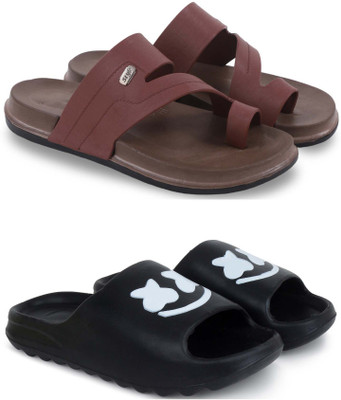 Pampy Angel Men Slippers(Brown, Black , 7)