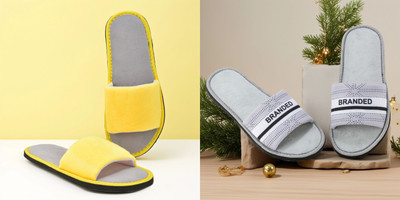 Y key Women Flip Flops(Yellow, Grey , 5)