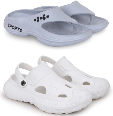 KAPYANSH Men Slippers(Grey, White , 8)