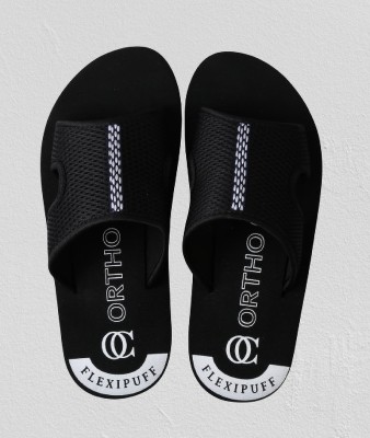 ORTHO CLUB Men Flip Flops(Black , 6)