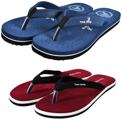 Time Jump Men Slippers(Blue, Maroon , 8)