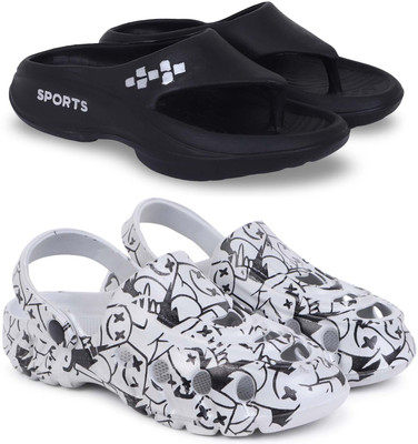 KAPYANSH Men Slippers(Black, Grey , 7)