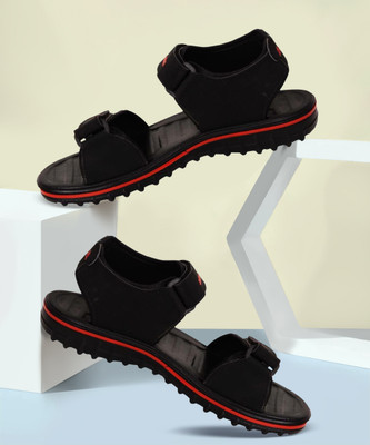 Bata Men Slides(Black, Red , 9)